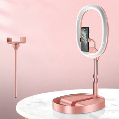 Foldable and Adjustable Phone Holder with 10W Wireless Fast Charge, Up to 25.8cm, Lamp, Non-slip Panel, Mini Shelf, Suitable for Phones and Tablets