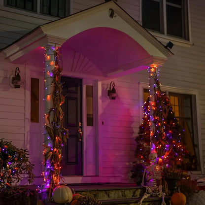 Halloween LED String Lights – Purple and Orange Fairy Lights for Outdoor Terrace, Garden, Street, Home, Christmas, and Party Decor