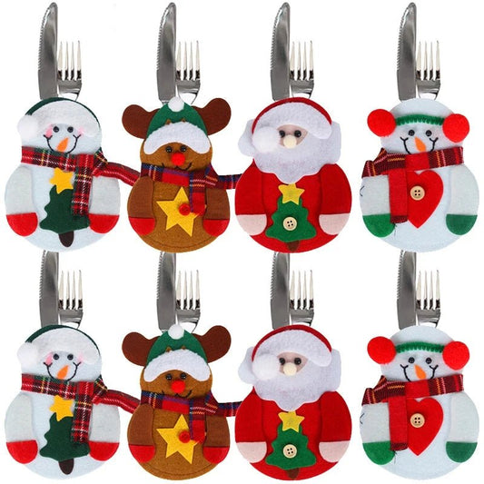 Christmas Tableware Holder - 8 Pieces Festive Cutlery Caddy