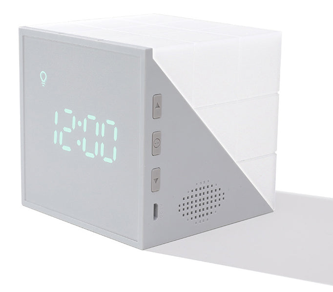 Cube Alarm Clock, with Colorful Lights, Voice-control Night Light, Timer, Temperature Display and Long Battery Life, for Home & Office
