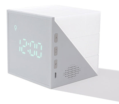 Cube Alarm Clock, with Colorful Lights, Voice-control Night Light, Timer, Temperature Display and Long Battery Life, for Home & Office