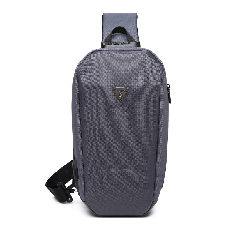 Hard Shell Sling Bag with Lock, USB Port, Waterproof Material, Anti-theft Zips