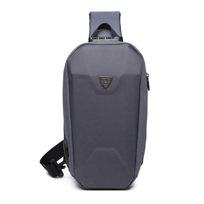 Hard Shell Sling Bag with Lock, USB Port, Waterproof Material, Anti-theft Zips