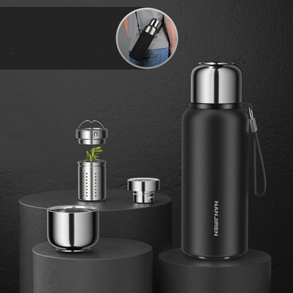 Insulated Thermos Water Bottle, with Tea Filter & Wide-mouth Opening, for Coffee, Tea & Cold Beverage