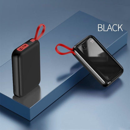 10000mAh Power Bank with Built-in Cable & 3 Outputs, for Phone & Tablet