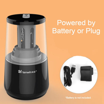 Electric Pencil Sharpener with Heavy-duty Helical Steel Blade, Powered by Battery / Adapter, with Auto Stop Function and Replaceable Blade, for All-Shape Pencils, for School, Classroom, Office & Home