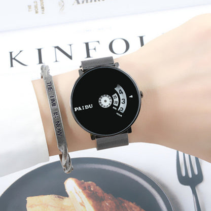Fashion Minimalist Wrist Watch, with 43mm Round Dial and Stainless Steel/Leather/Cloth Band, for Men and Women