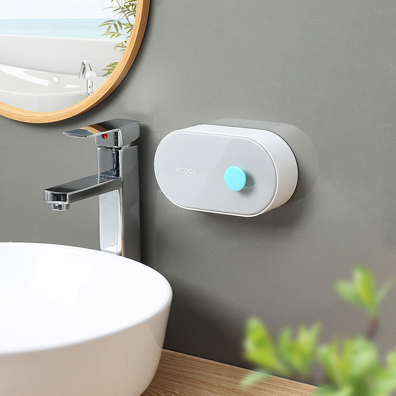 Hole-free Wall-Mounted Drainage Flip-Top Soap Box