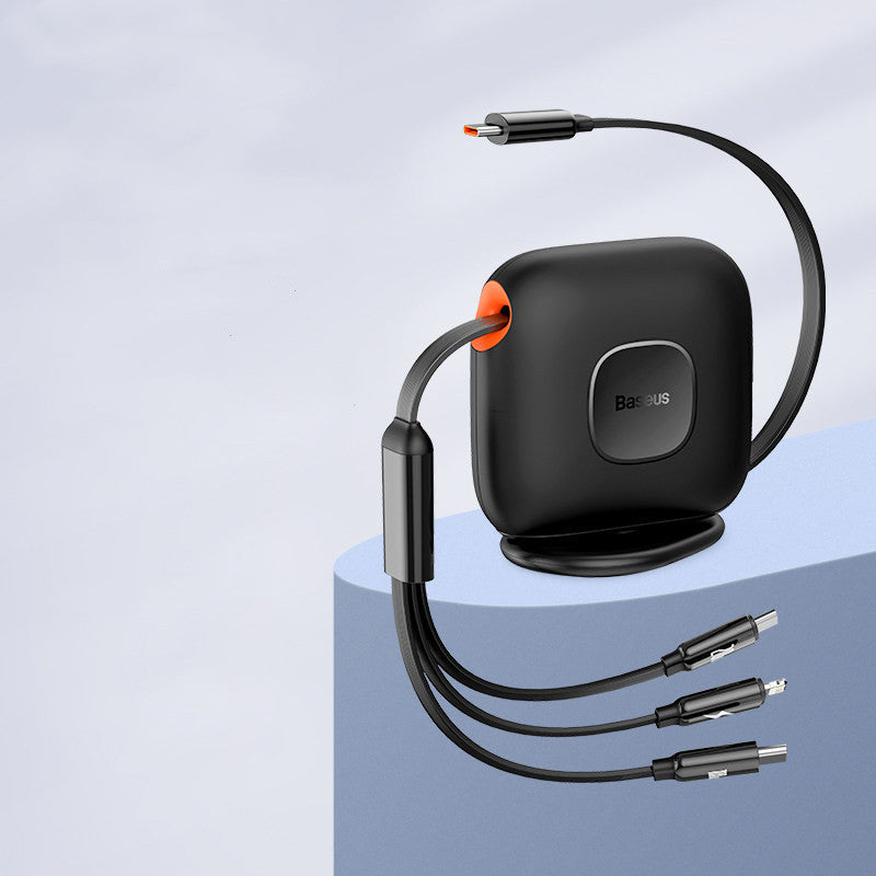 3-in-1 Retractable Rotatable Charging Cable, with Lightning, Type-C & Micro, for Phone & Tablets