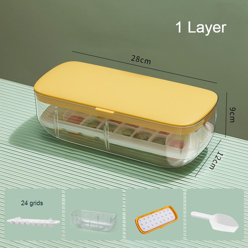 2-Tier 48 Grids Ice Cube Tray, with Clear Ice Cube Storage Box