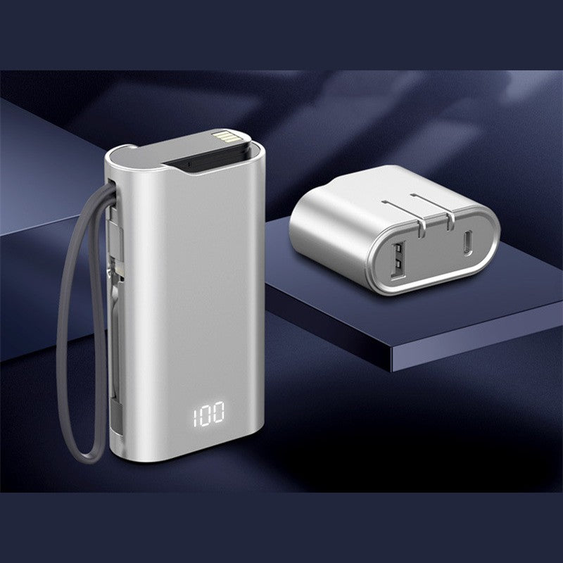 Detachable 10000mAh Power Bank & Wall Charger, with Built-in Charging Cable & Fast Charging, for Phone & Tablet