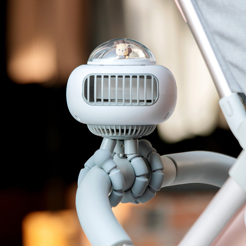 Portable Rechargeable Clip Stroller Fan, with 130¬∞ Oscillation & Flexible Tripod