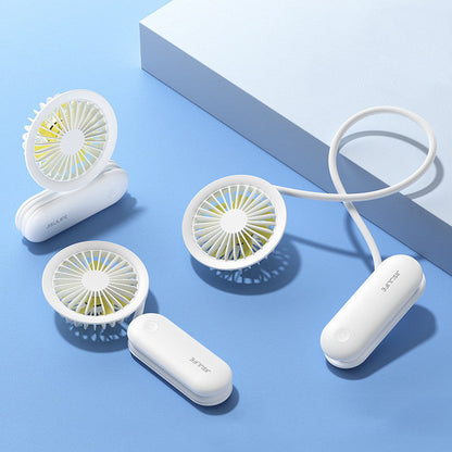 Portable Rechargeable Neck Fan, with LED Light, for Outdoor & Indoor