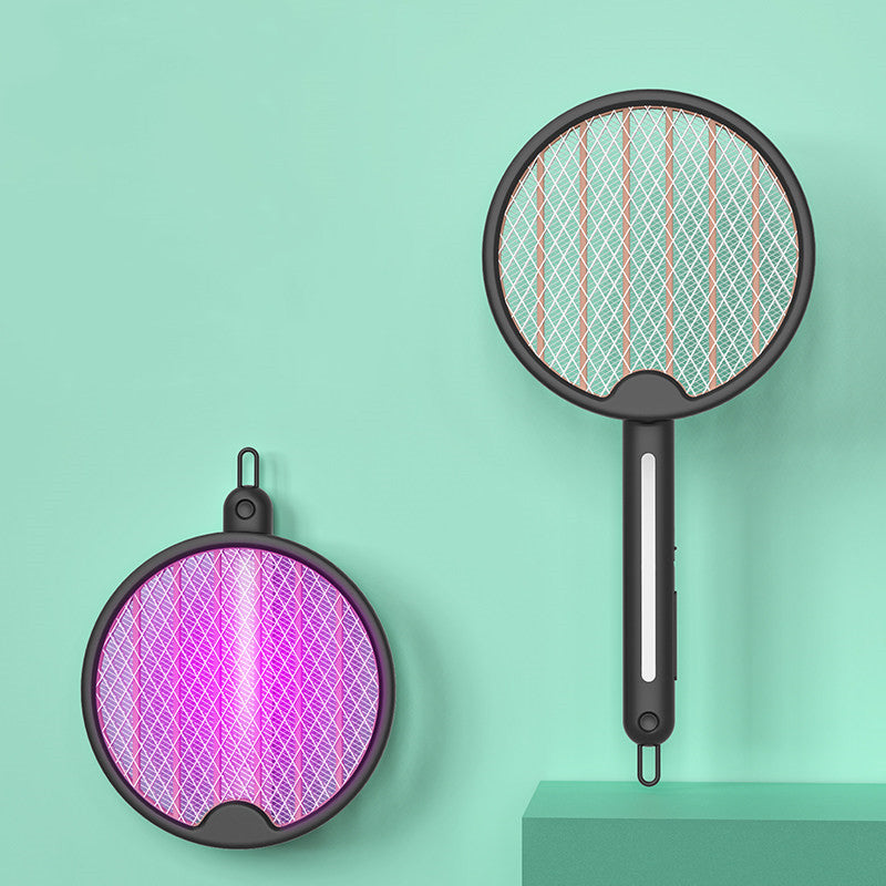 Foldable Rechargeable Electric Fly Swatter with UV Light, for Mosquito, Fly, Gnat, Wasp