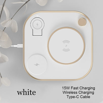 5-in-1 Desktop Lamp with 3 Wireless Charging Modules & Adjustable Light, for Home & Office