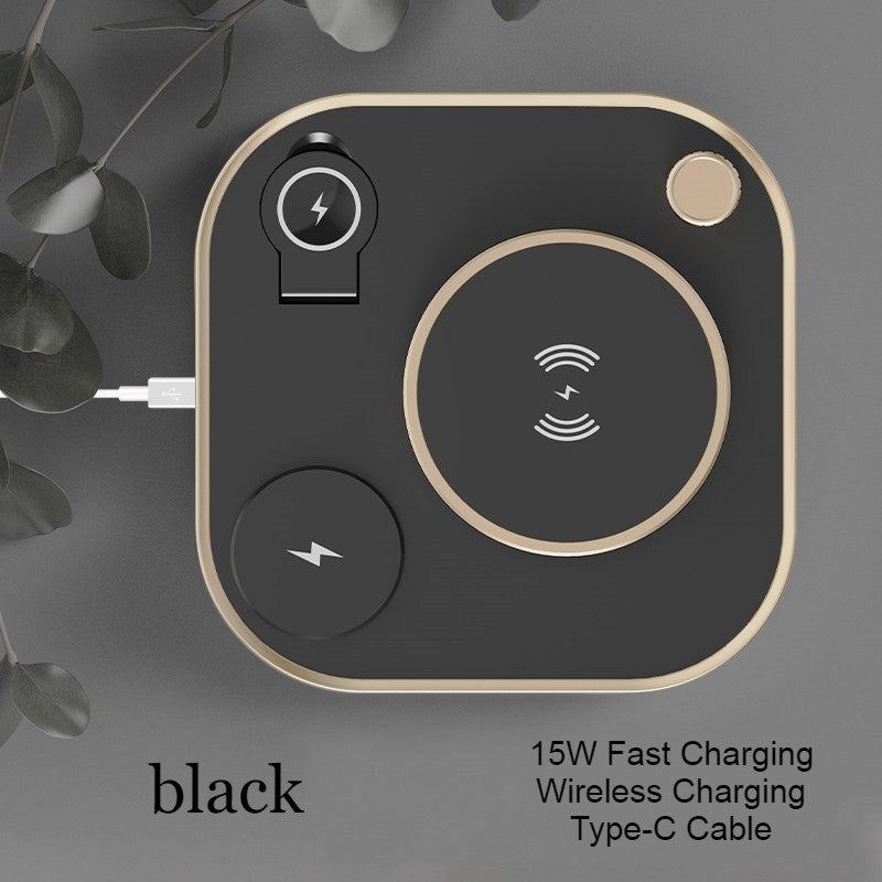 5-in-1 Desktop Lamp with 3 Wireless Charging Modules & Adjustable Light, for Home & Office