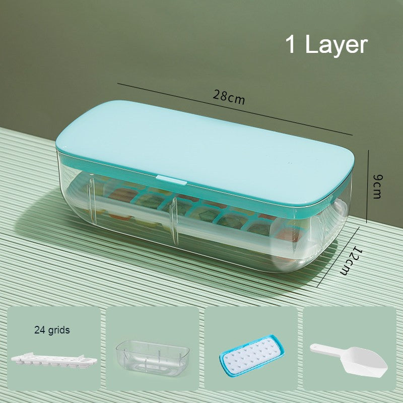 2-Tier 48 Grids Ice Cube Tray, with Clear Ice Cube Storage Box
