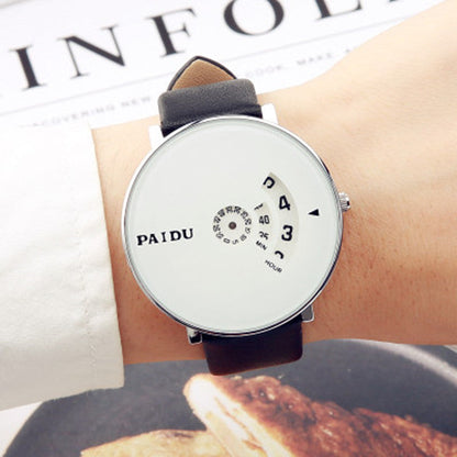 Fashion Minimalist Wrist Watch, with 43mm Round Dial and Stainless Steel/Leather/Cloth Band, for Men and Women