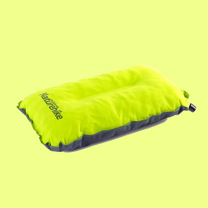 Portable Self-inflating Pillow, with Breathable Fabric, Sponge Filling & Adjustable Height, for Camping, Office & More