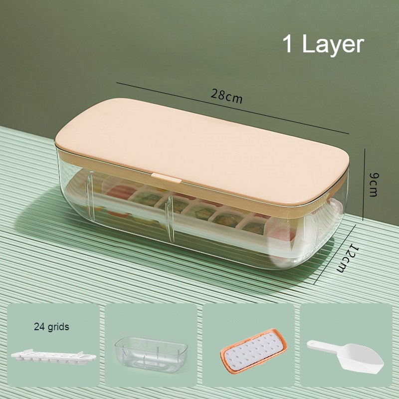 2-Tier 48 Grids Ice Cube Tray, with Clear Ice Cube Storage Box
