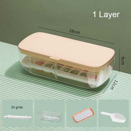 2-Tier 48 Grids Ice Cube Tray, with Clear Ice Cube Storage Box