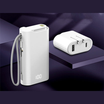 Detachable 10000mAh Power Bank & Wall Charger, with Built-in Charging Cable & Fast Charging, for Phone & Tablet