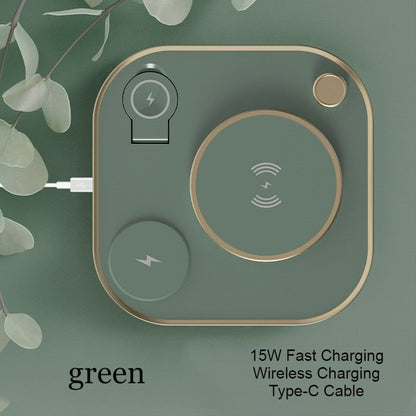 5-in-1 Desktop Lamp with 3 Wireless Charging Modules & Adjustable Light, for Home & Office