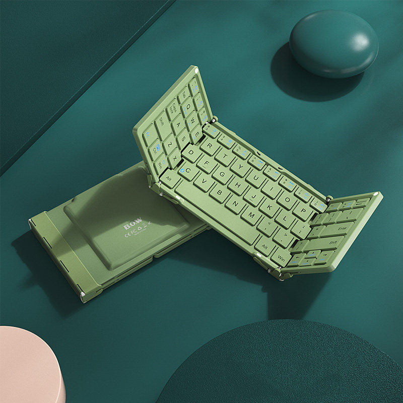 Foldable Rechargeable Wireless Keyboard with Leather Case, for Android Windows iOS Tablet & Laptop