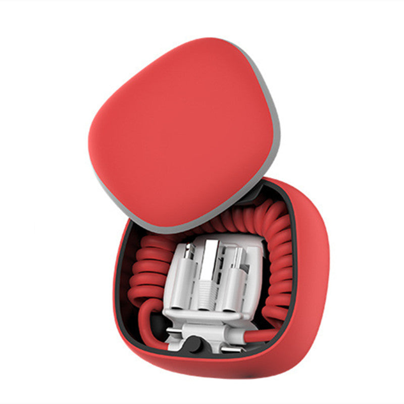 All-in-one spring cable power bank Type-c Android lightning storage box Emergency mini power bank
