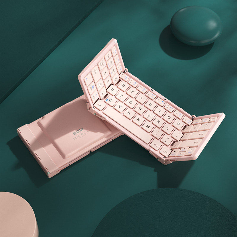 Foldable Rechargeable Wireless Keyboard with Leather Case, for Android Windows iOS Tablet & Laptop