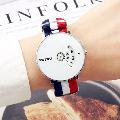 Fashion Minimalist Wrist Watch, with 43mm Round Dial and Stainless Steel/Leather/Cloth Band, for Men and Women