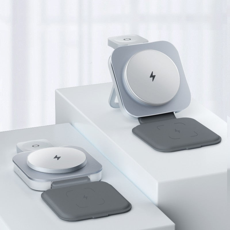 Three-In-One Foldable Magnetic Wireless Charging Stand