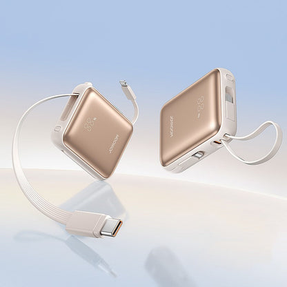 Compact & Ultra-Slim 10000mAh Power Bank With Built-In Cables For Fast Charging