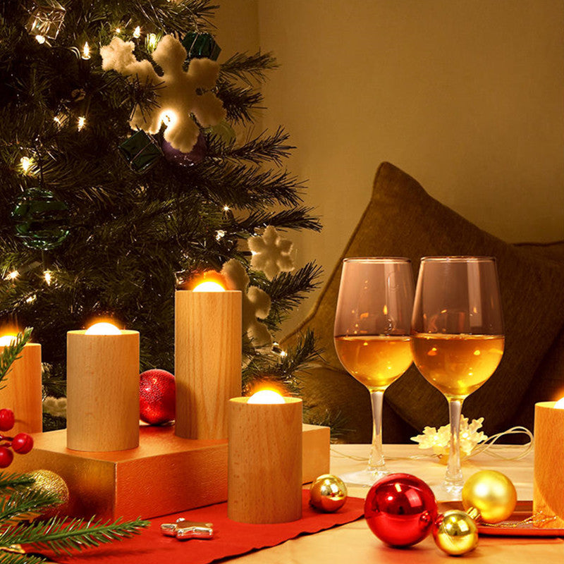 Wooden Creative Candlelight Airflow Blowing Control Night Light