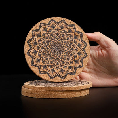 Retro Print Heat-Resistant, Non-Slip, And Absorbent Cork Coasters (Mixed Set of 4)