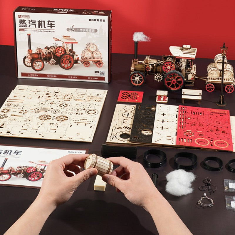 High-Difficulty Assembly Steam Locomotive Model