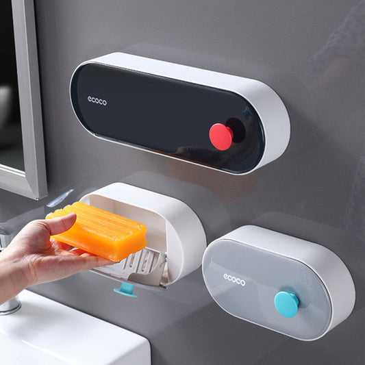 Hole-free Wall-Mounted Drainage Flip-Top Soap Box