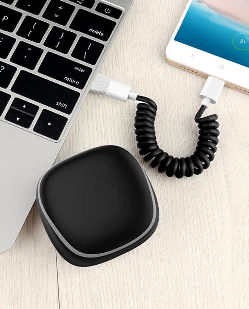 All-in-one spring cable power bank Type-c Android lightning storage box Emergency mini power bank