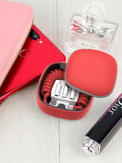 All-in-one spring cable power bank Type-c Android lightning storage box Emergency mini power bank