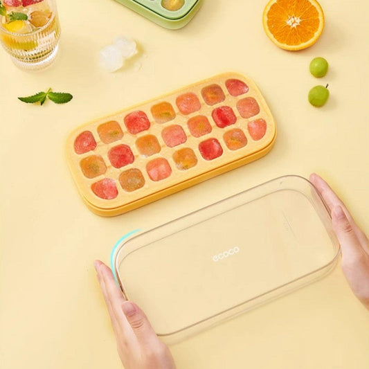 Press-Type Silicone Ice Cube Trays for Home Ice Storage and Making