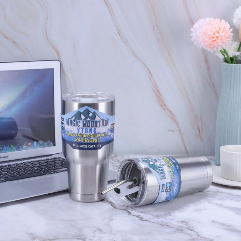 Large Capacity Stainless Steel Insulated Cup With High-Capacity Straw