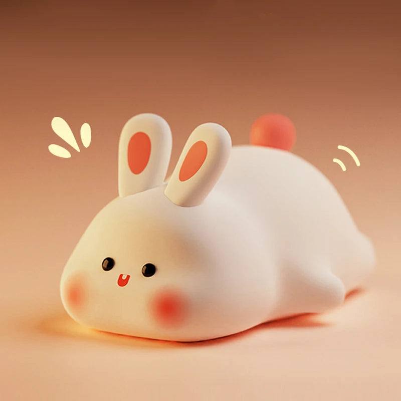 Cute Rabbit-shaped USB Rechargeable Silicone Night Light For Bedroom