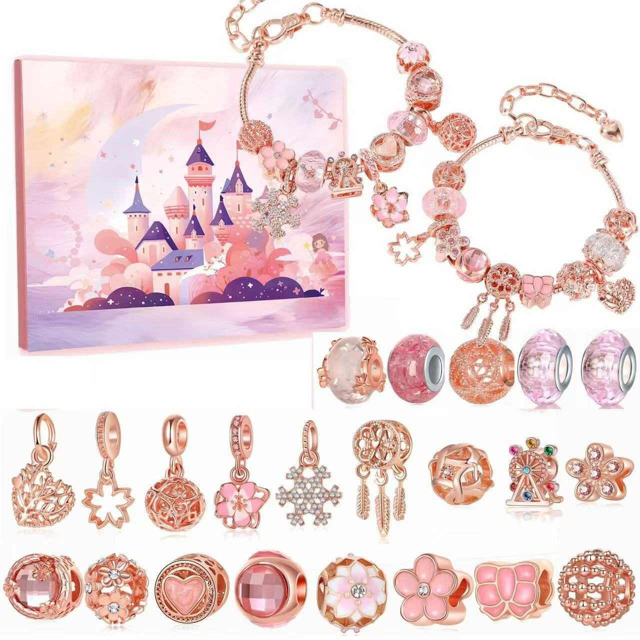 DIY Christmas Advent Calendar Charm Set | Pink Gold