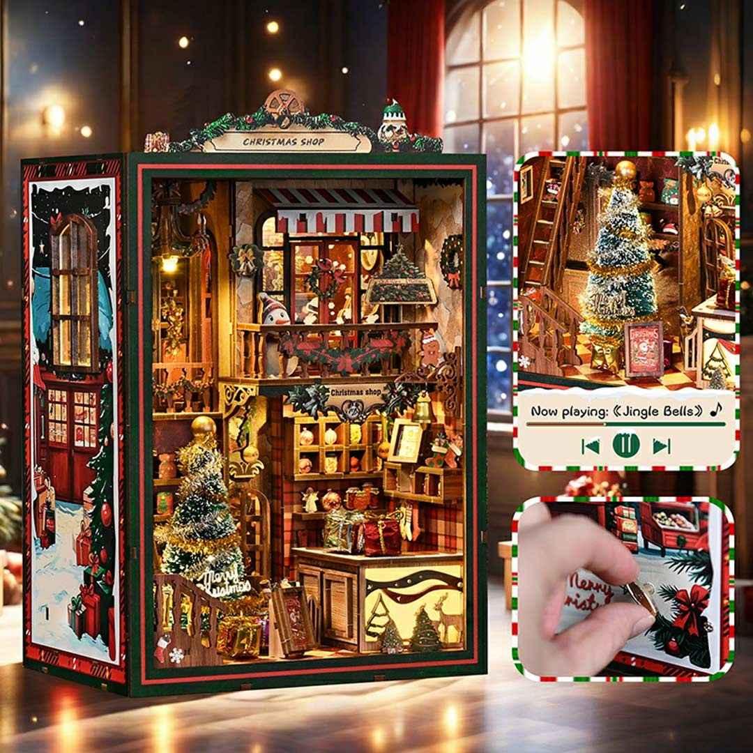 Christmas Shop DIY Wooden Book Nook Kit