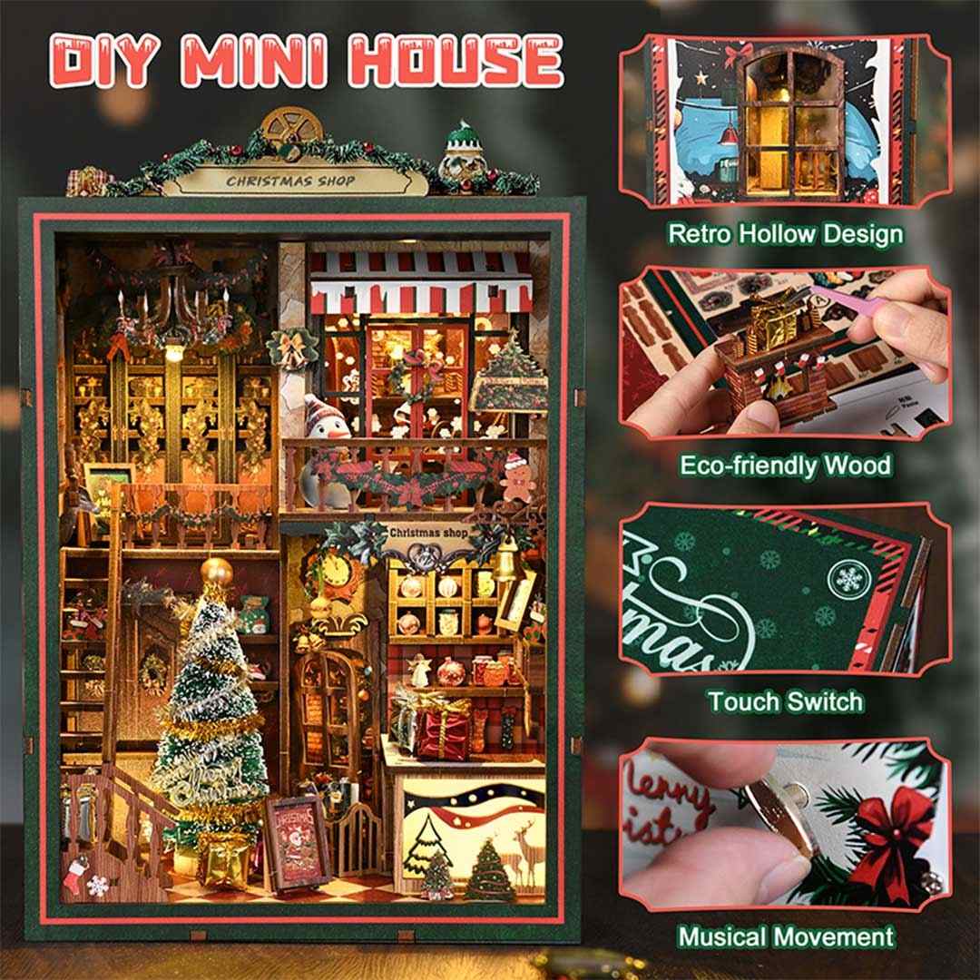 Christmas Shop DIY Wooden Book Nook Kit