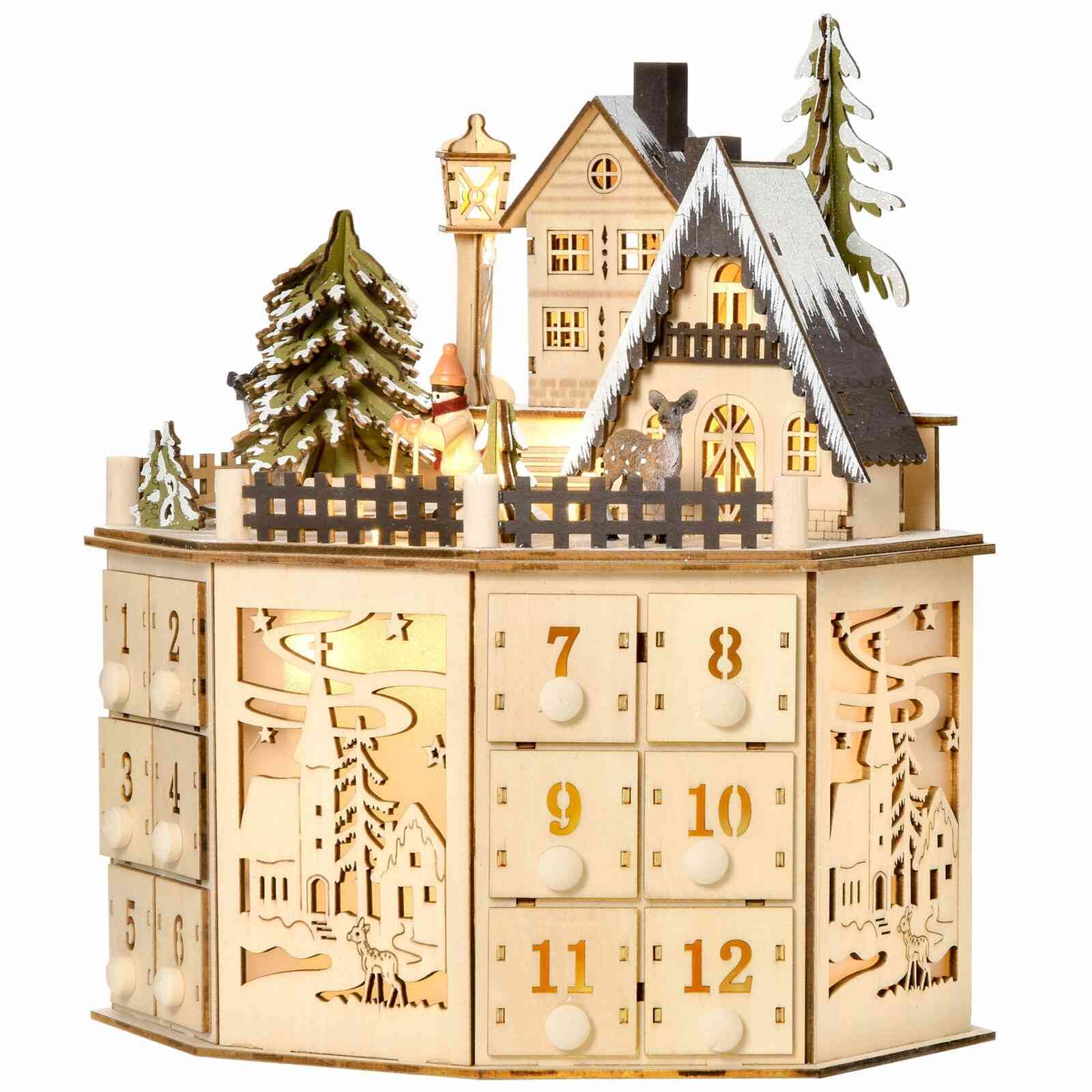 LuminousChristmasVillageAdventCalendar|RevolvingWoodenMusicBox