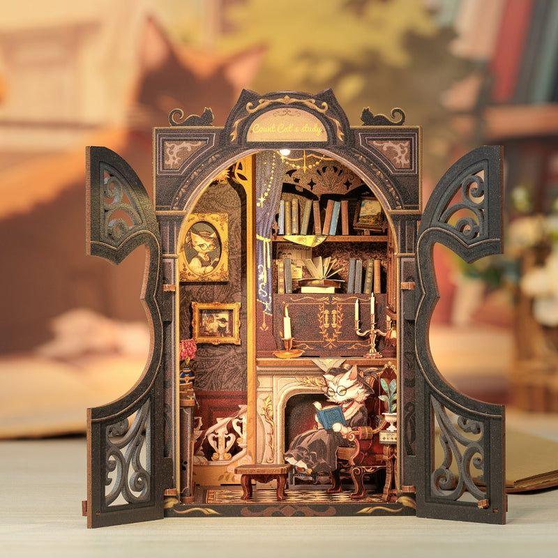 Count Cat's Study DIY Book Nook Kit | Mini Bookstore Series