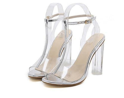 New PVC Women Sandals Sexy Clear Transparent Ankle Strap High Heels