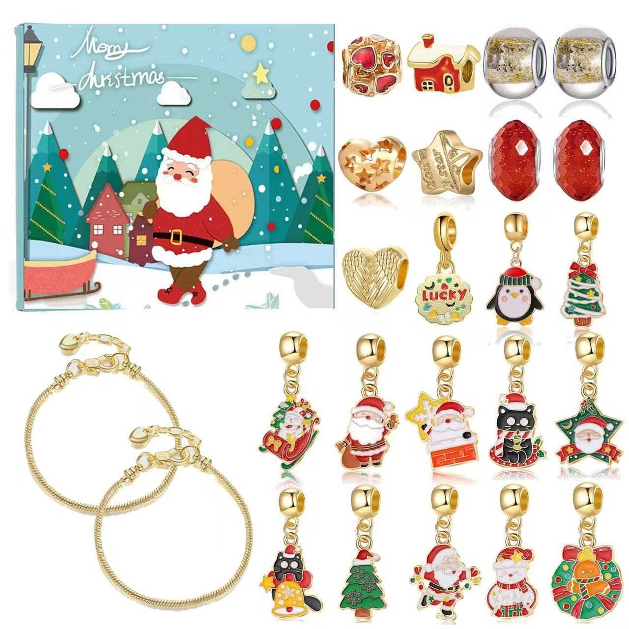 Lucky Santa Advent Calendar DIY Bracelet Set | 24 Days Christmas Countdown