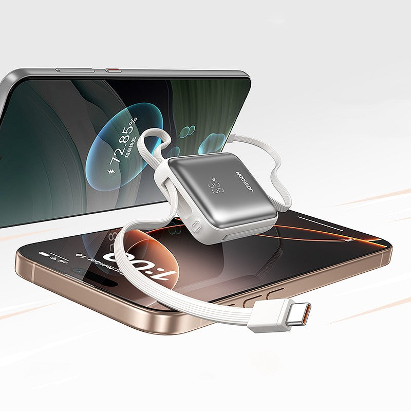 Compact & Ultra-Slim 10000mAh Power Bank With Built-In Cables For Fast Charging